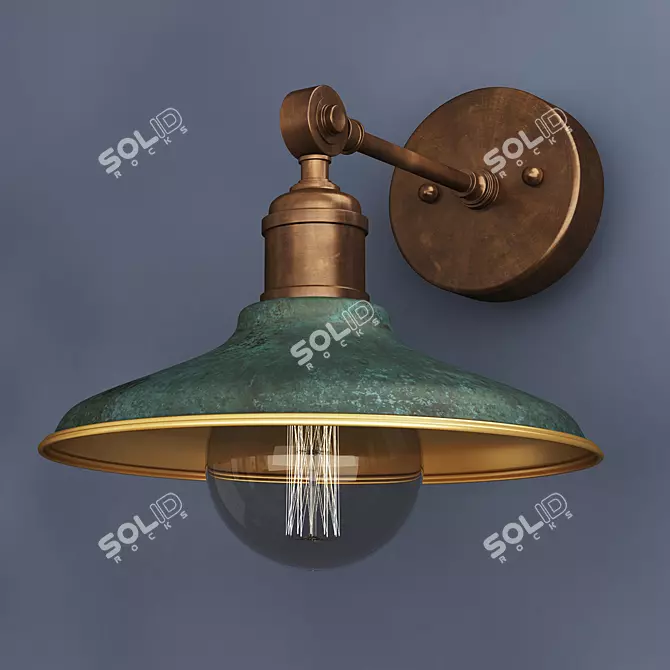 Green Patina Brass Wall Light 3D model image 1