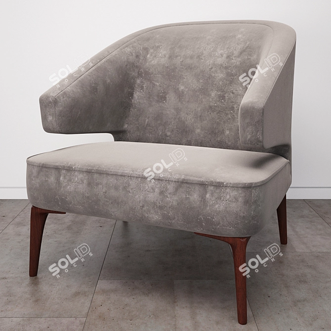 Modern Grey Fabric Chair 3D model image 1