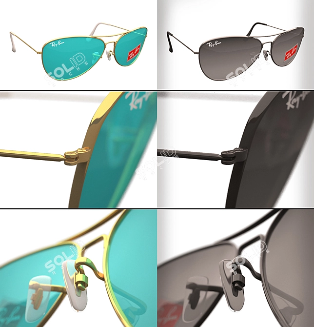 Stylish Aviator Sunglasses by Ray Ban 3D model image 1