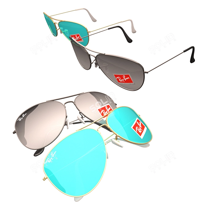 Stylish Aviator Sunglasses by Ray Ban 3D model image 2