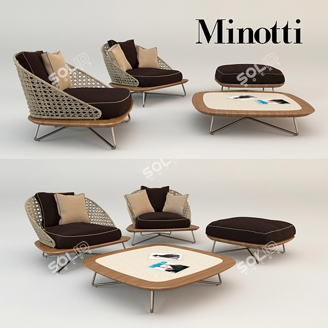 Rivera Armchair by Minotti 3D model image 1