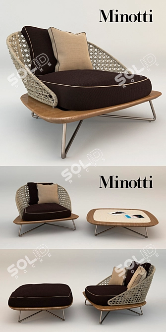 Rivera Armchair by Minotti 3D model image 2