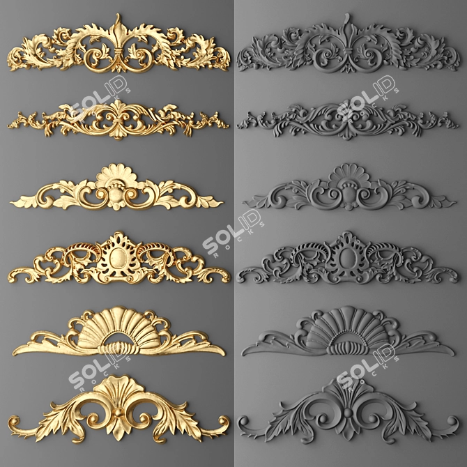 Decorative Stucco Molding Set 3D model image 1