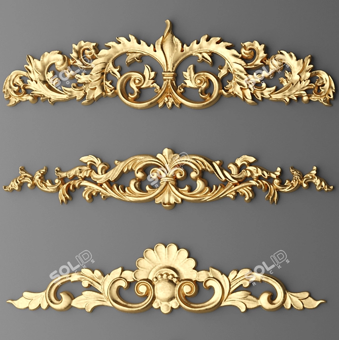 Decorative Stucco Molding Set 3D model image 2