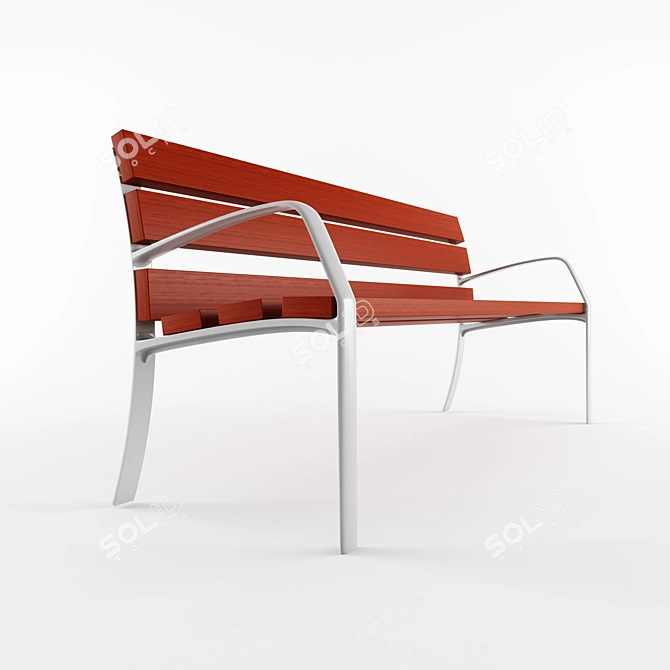 Arbero Outdoor Bench: Aluminum and Wood Design 3D model image 2