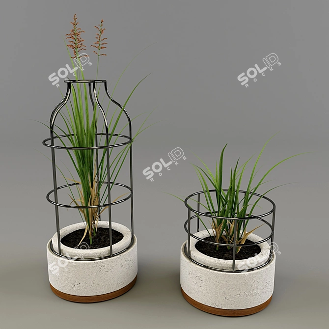 Elegant Concrete Flowerpot 3D model image 1