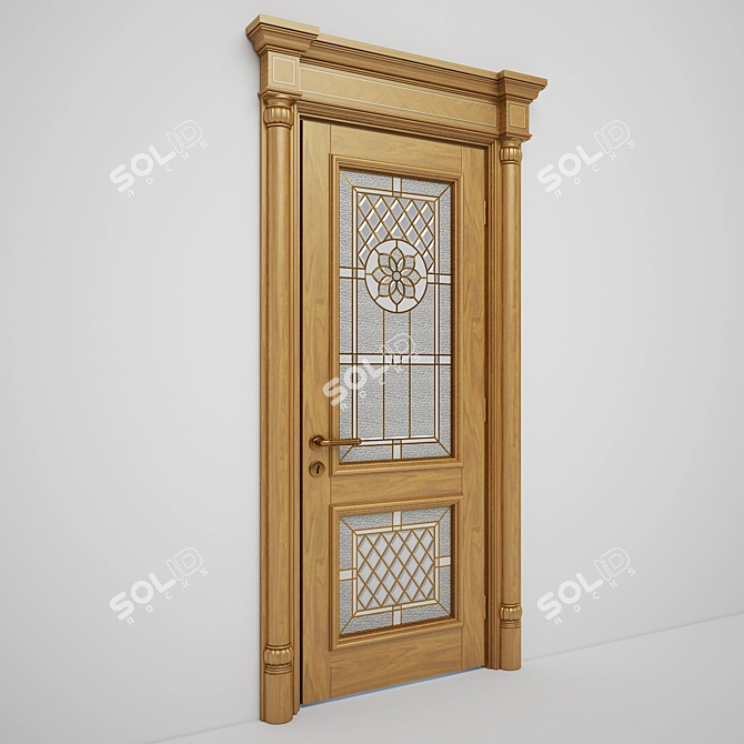 Title: Mars-2 Classic Stained Glass Door 3D model image 1