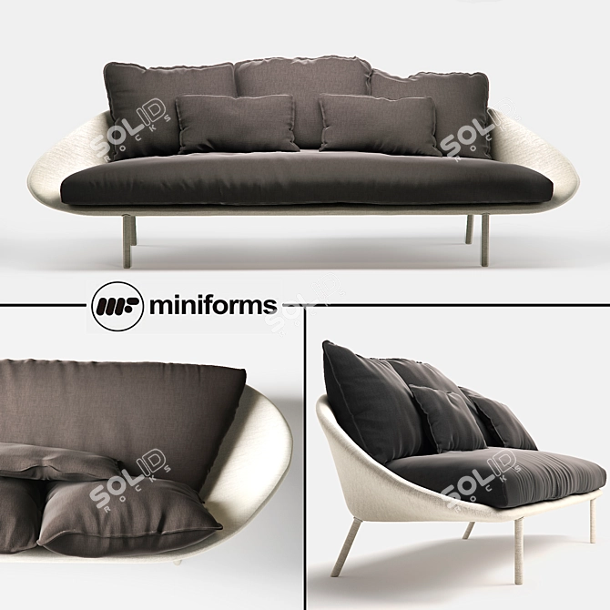 Modern Italian Design 3-Seater Sofa: Miniforms LEM-x 3D model image 1