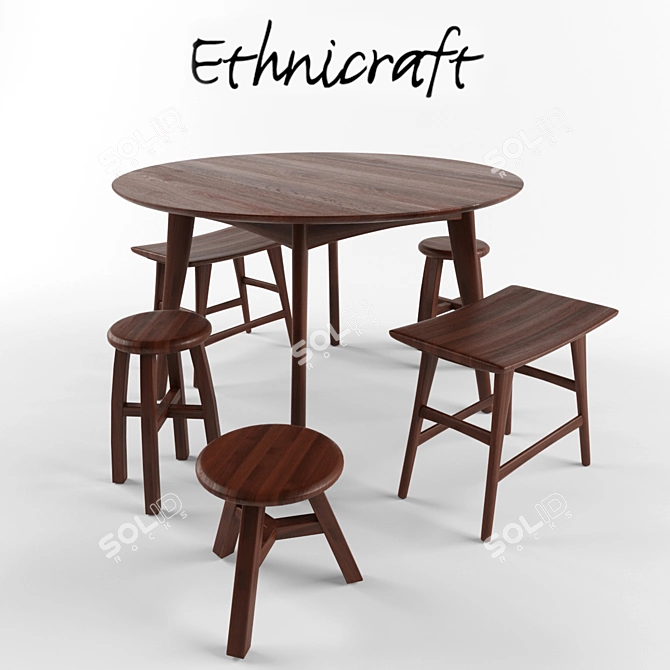 Sleek and Stylish: Ethnicraft Osso Dining Set 3D model image 1