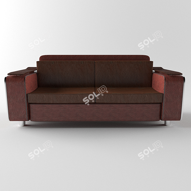 Leather Sofa with Integrated Shelves 3D model image 1