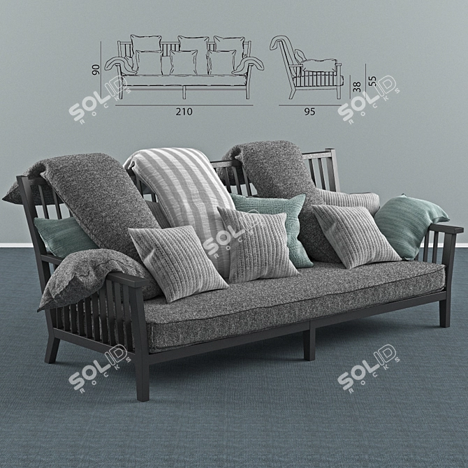 Gervasoni Gray 03 Divani: Sleek Italian Design 3D model image 2