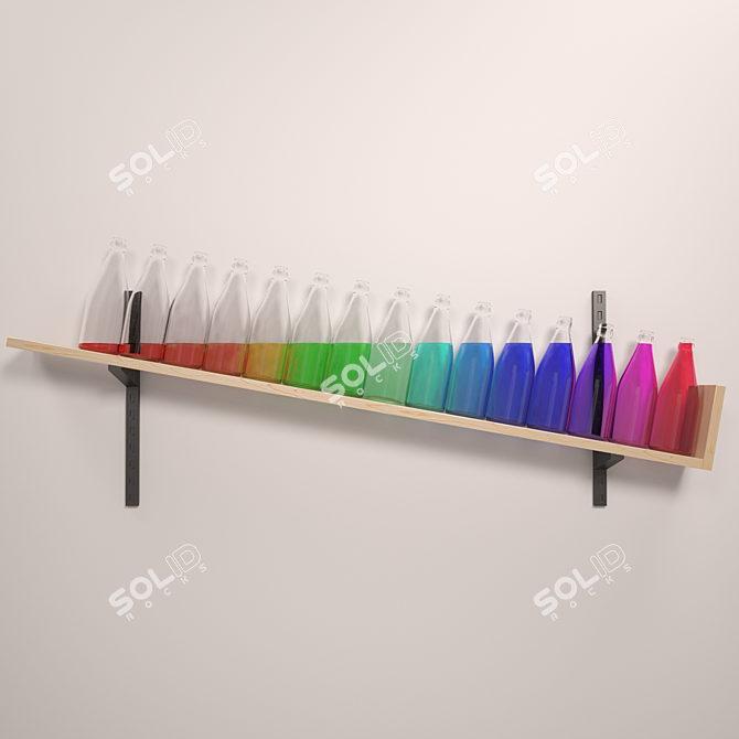 Bottle-themed Decor Shelf 3D model image 1