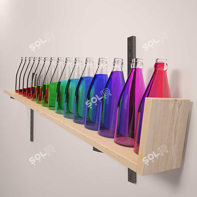Bottle-themed Decor Shelf 3D model image 2
