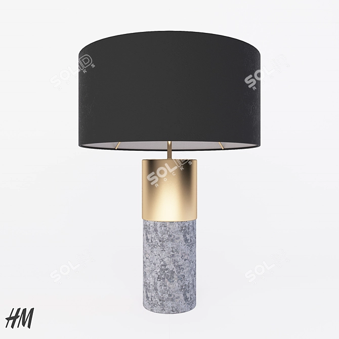 Minimalist Concrete & Brass Lamp 3D model image 1