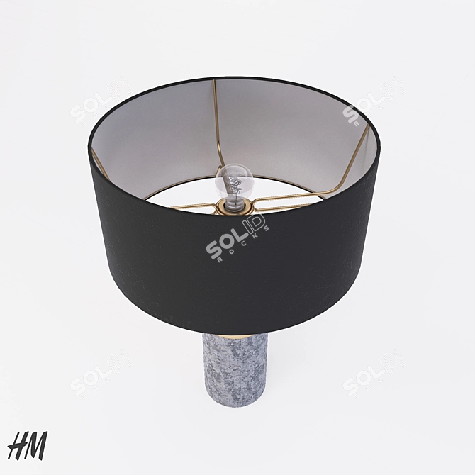 Minimalist Concrete & Brass Lamp 3D model image 2