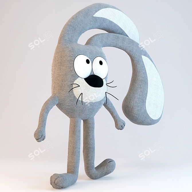 Fluffy Bunny Plush 3D model image 2