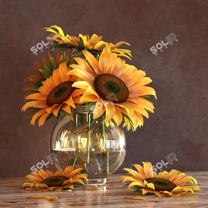 Sunflower Bouquet 3D model image 1