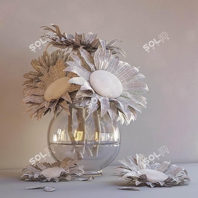 Sunflower Bouquet 3D model image 2