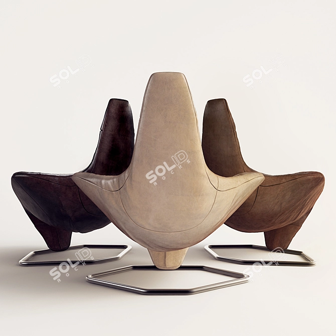 Scirocco Leather Armchair 3D model image 3