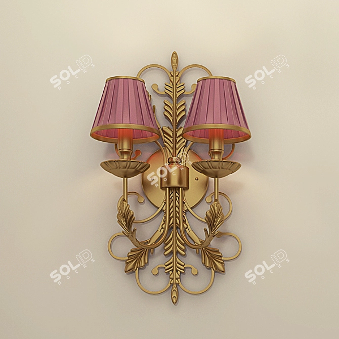 Classic Dual-Arm Sconce with Fabric Shades 3D model image 1