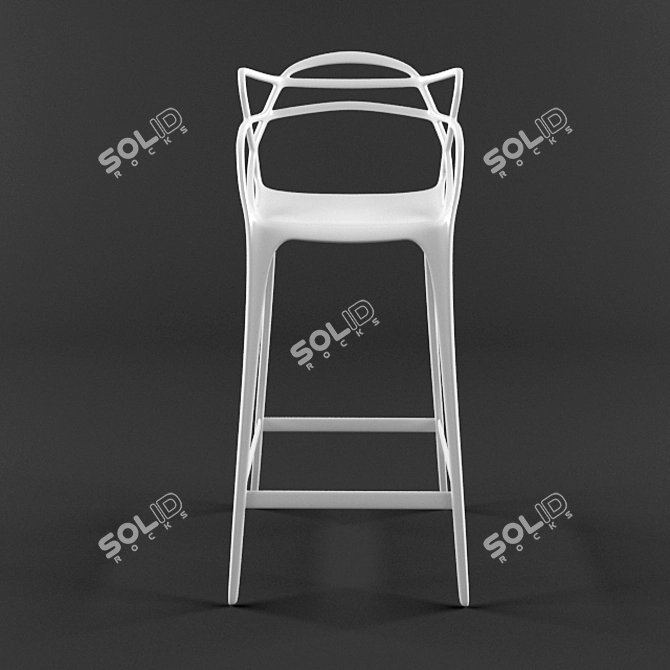 Elegant White Plastic Bar Stool 3D model image 2