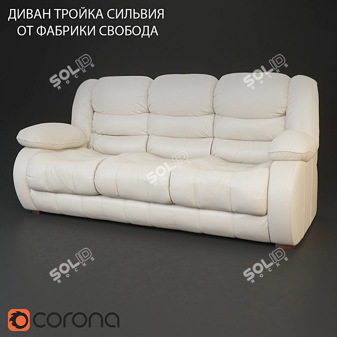 Silvio Fabric Three Seater Sofa 3D model image 1