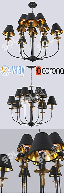 European Retro Minimalist Chandelier 3D model image 1