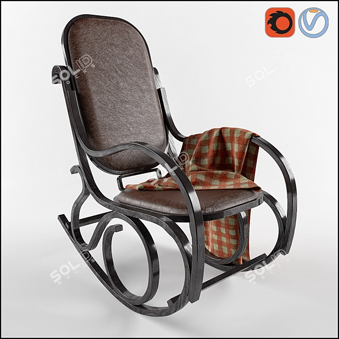 Elegant Rocking Chair with Unique Textures 3D model image 1