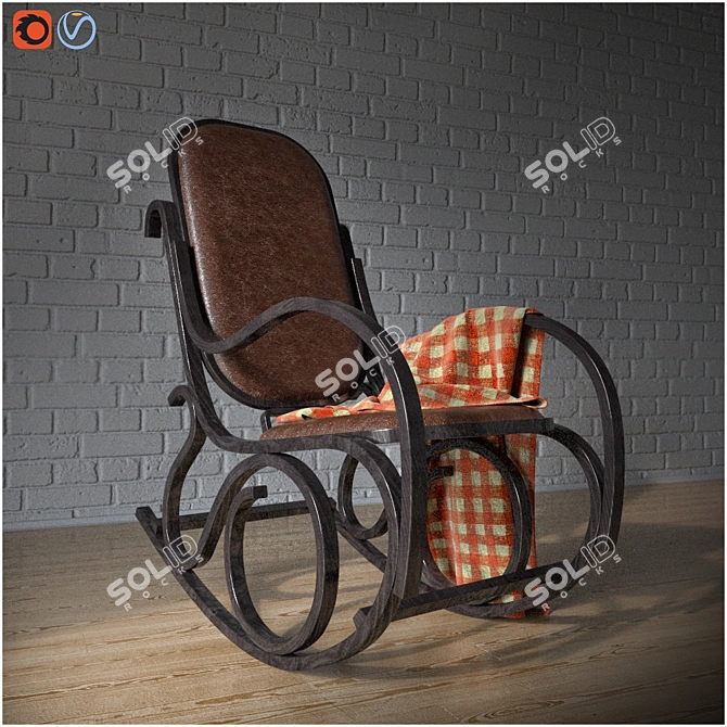 Elegant Rocking Chair with Unique Textures 3D model image 2