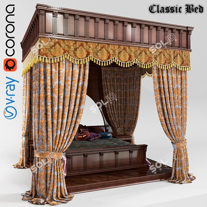 Classic Canopy Bed 3D model image 1