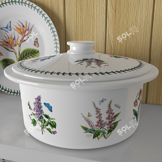 Botanic Garden Flower Collection: Porcelain Dishes Set 3D model image 2