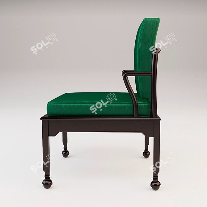 Sleek Asian Black Lacquer Dining Chairs 3D model image 3