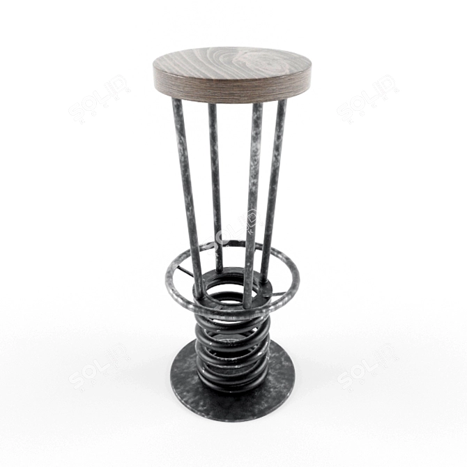 Industrial Woodbar Stool 3D model image 1