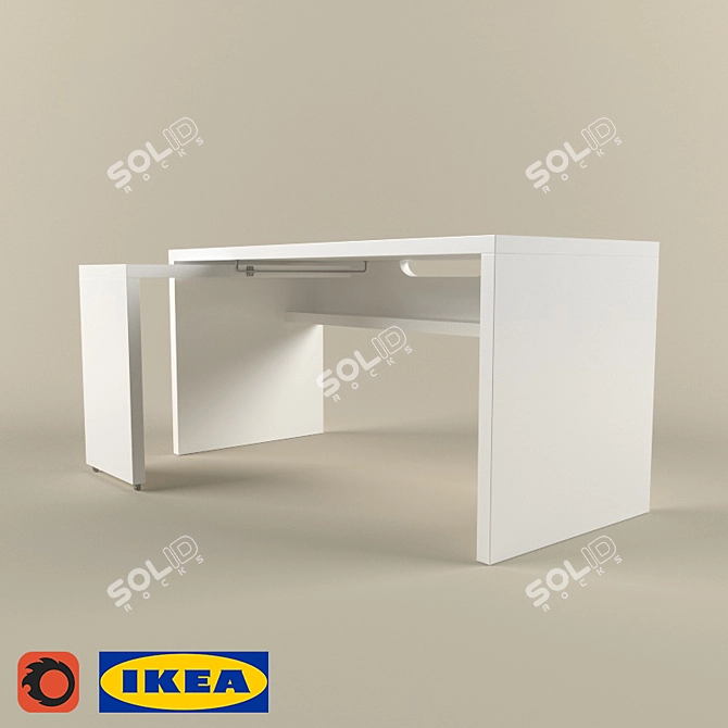 Malm Writing Desk - White 3D model image 1