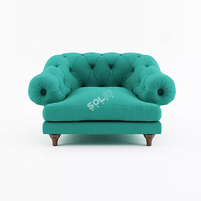 Elegant Buttoned Chesterfield Chair 3D model image 1