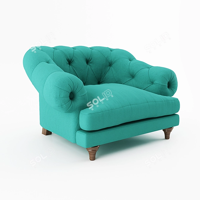 Elegant Buttoned Chesterfield Chair 3D model image 2