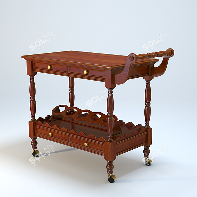 Mirandola M1082 - Arena Collection: Serving Trolley with Shelves & Drawers 3D model image 1