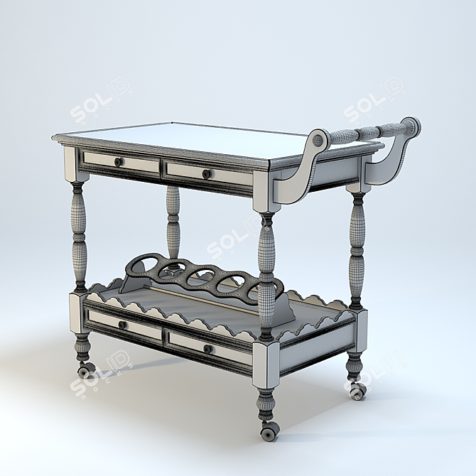 Mirandola M1082 - Arena Collection: Serving Trolley with Shelves & Drawers 3D model image 3