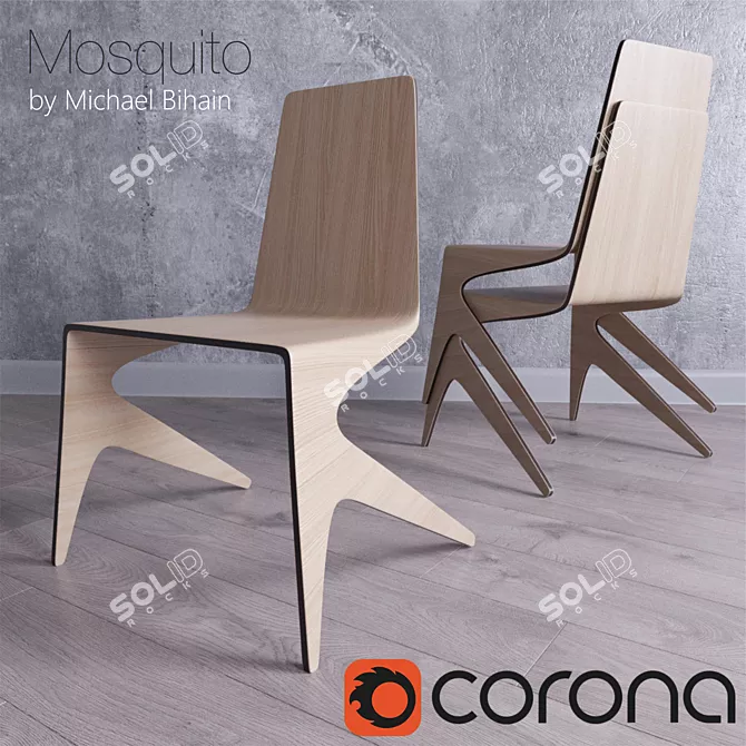 Sleek Mosquito Chair: Modern Design by Bihain 3D model image 1