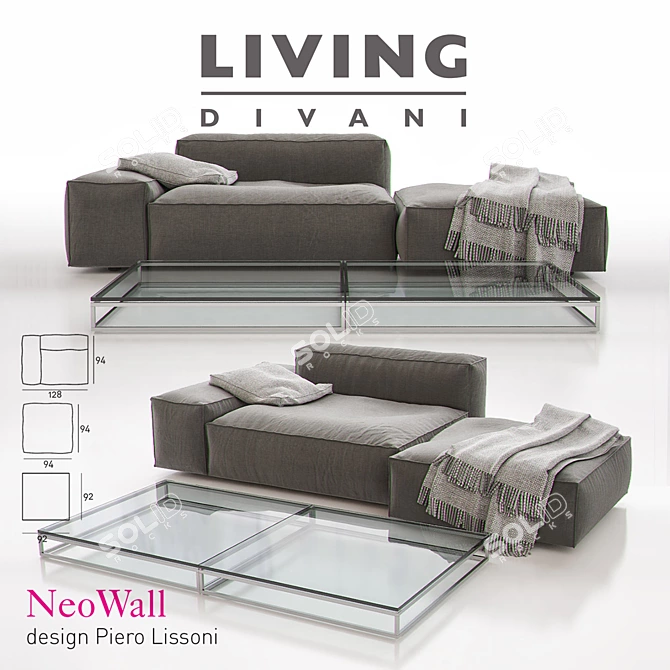 NeoWall Sofa Set: Living Divani + Wall2 Table 3D model image 1