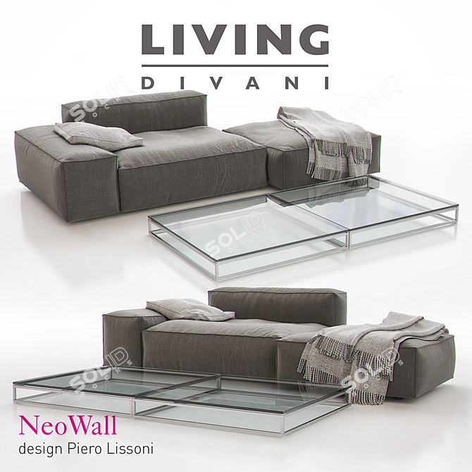 NeoWall Sofa Set: Living Divani + Wall2 Table 3D model image 2