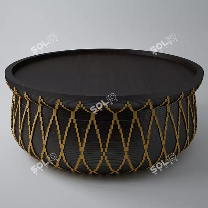 Handwoven Cane Coffee Table 3D model image 1