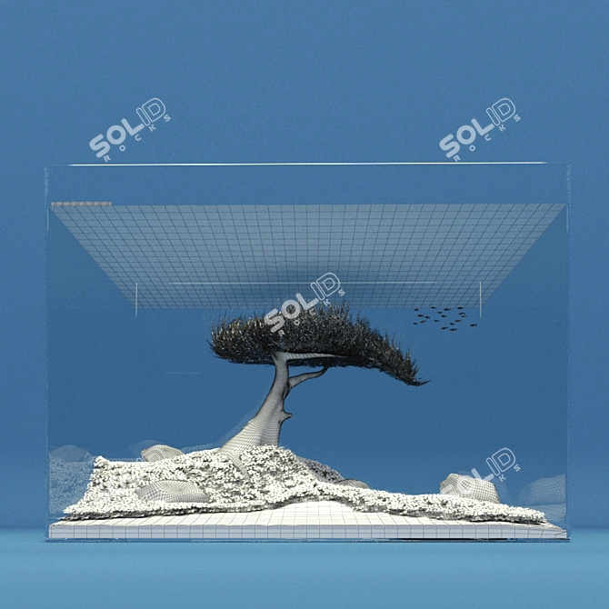 Natural Aquascape Ryoboku - Miniature Bonsai-inspired Aquarium 3D model image 3