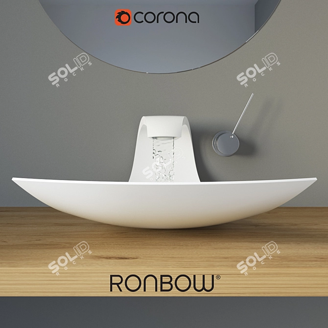 Elegant RONBOW Washbasin 3D model image 2