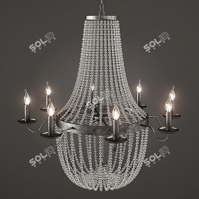 Vintage Glass Pendant Chandelier 3D model image 1