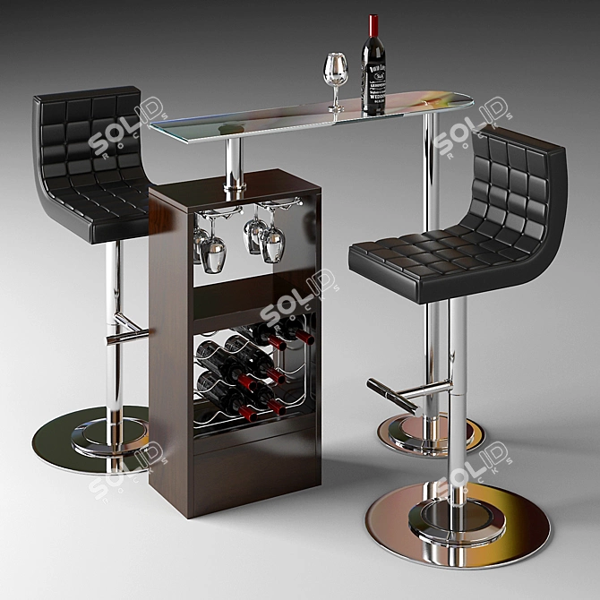 Modern Industrial Bar Table 3D model image 1