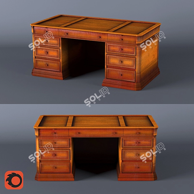 Elegant Empire Wood Desk 3D model image 1