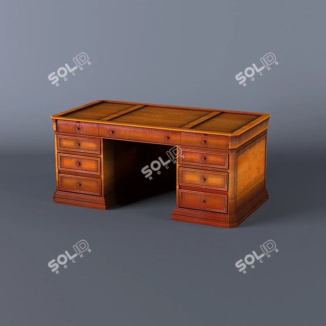 Elegant Empire Wood Desk 3D model image 2