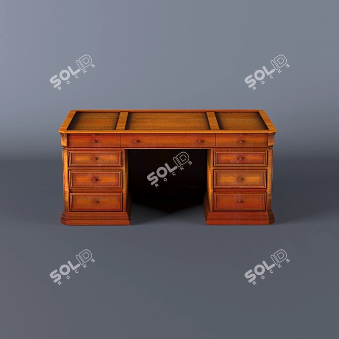 Elegant Empire Wood Desk 3D model image 3