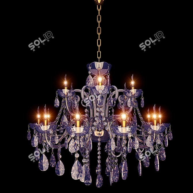 Custom Swarovski Crystal Chandelier - Golden Hardware 3D model image 1